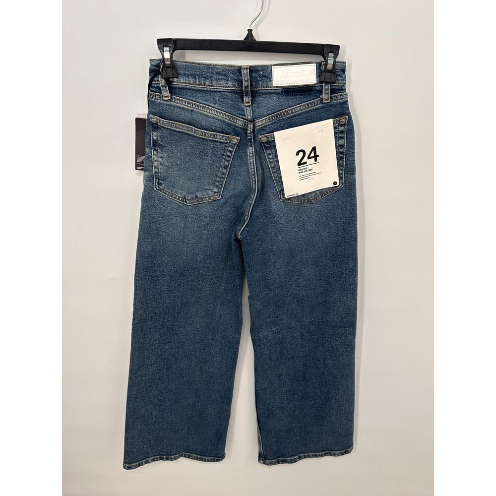 RE/DONE NWT High Rise Wide Leg Crop Denim Jeans in Crafted Indigo // 24 - Picture 11 of 15